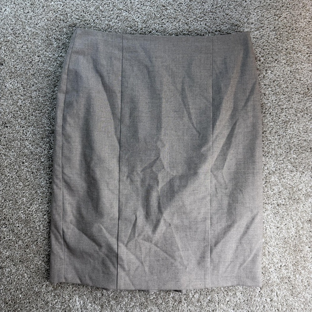 Ann Taylor Skirt Womens 8 Gray Solid Pencil Knee Length Twill Lined Stretch Work